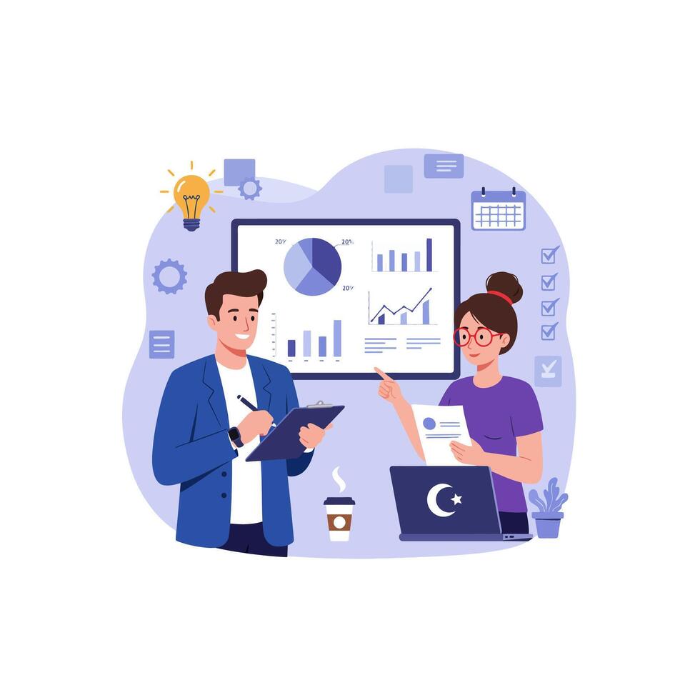 Business Team Analyzing Data Charts Graphs Strategy Meeting vector