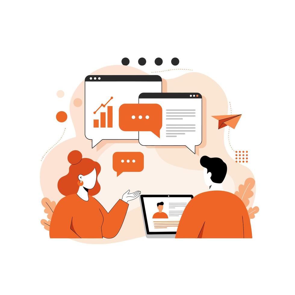 Online Business Collaboration Team Meeting Data Analysis vector
