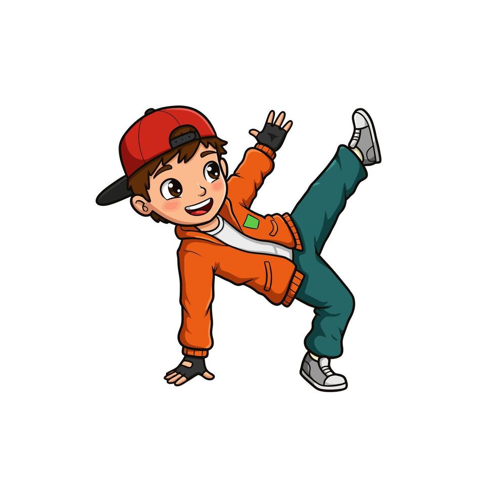 Cool Kid Breakdancing Cartoon Illustration vector