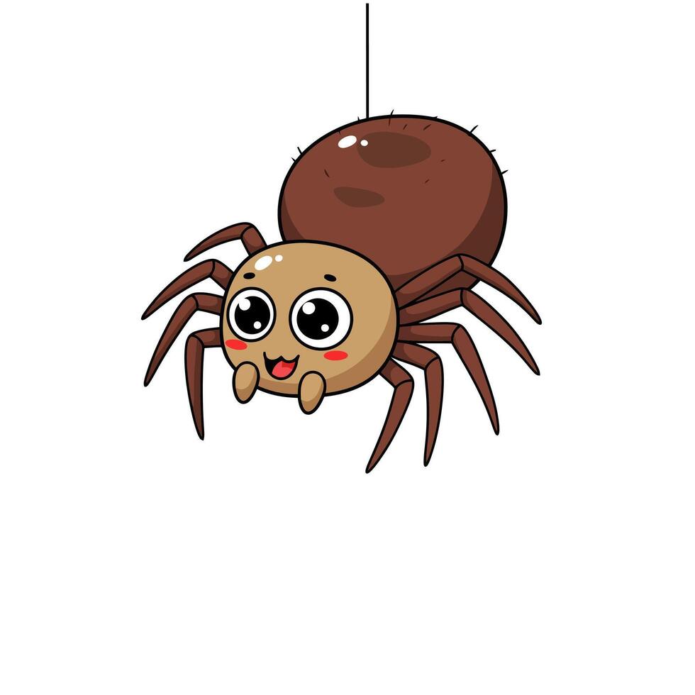 Adorable Cartoon Spider Hanging on Web Illustration vector