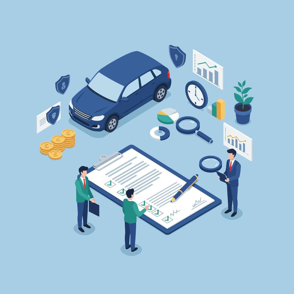 Car Insurance Policy Review Process with Agents vector
