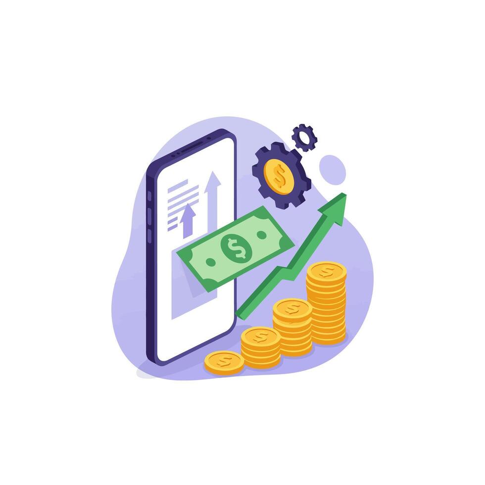 Grow Your Money with Mobile Banking App vector