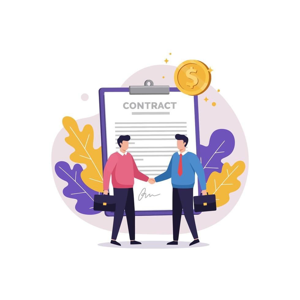 Businessmen Shaking Hands on a Contract Deal vector