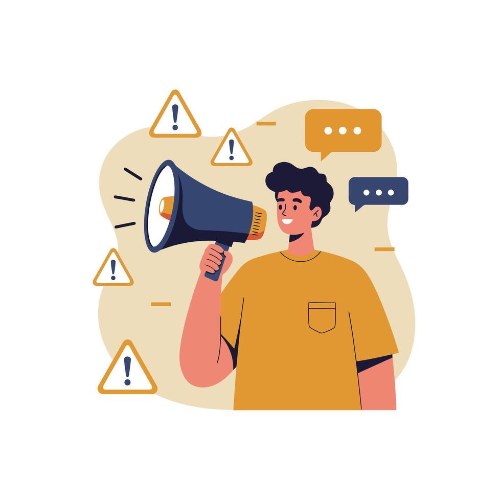 Man Announcing Important News with Megaphone Illustration vector