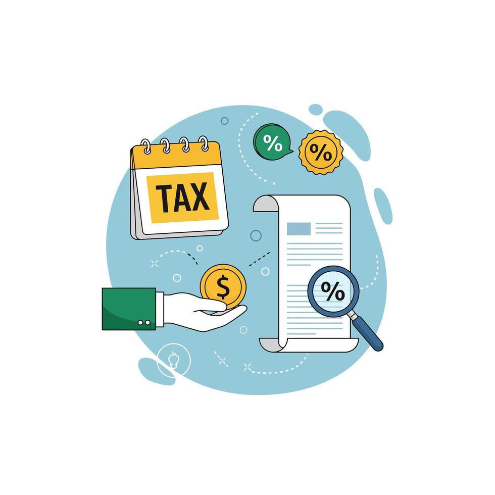 Tax Time Planning Guide Document and Coin vector