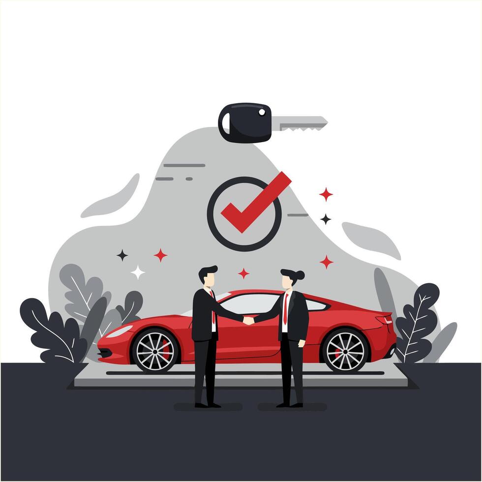 New Car Dealership Agreement Handshake and Key vector