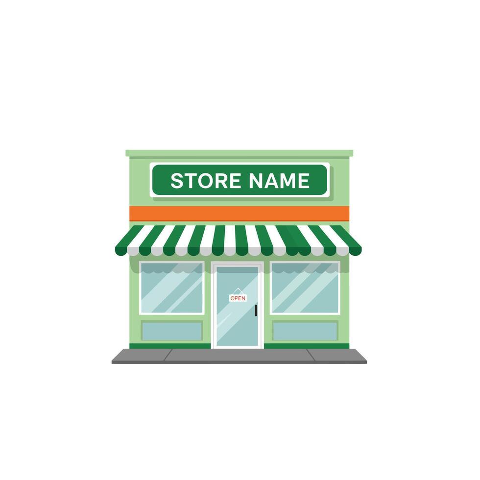 Green Store Building Illustration for Business Branding vector