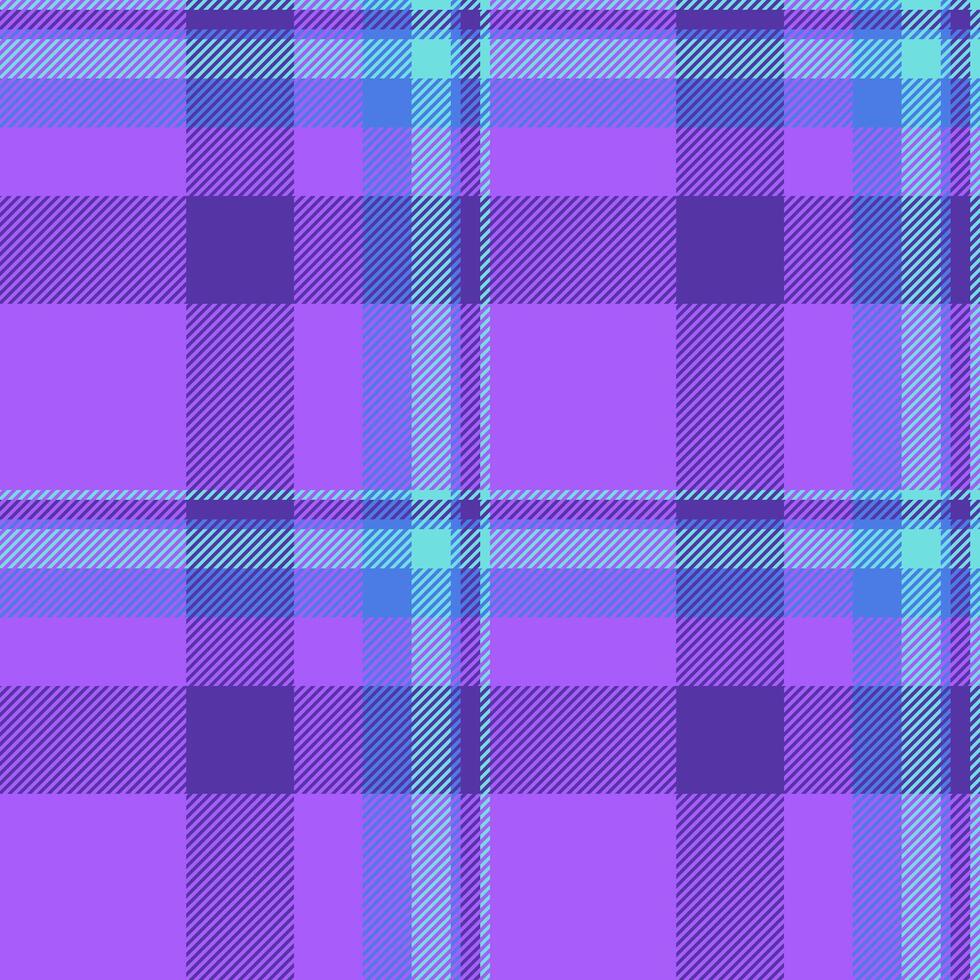 Intricate check tartan plaid, spring fabric pattern . Curved texture textile seamless background in violet and indigo colors. vector