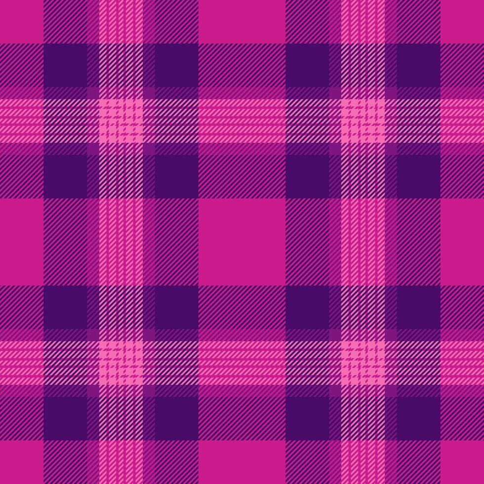 Grungy plaid check background, turkish tartan fabric. Mixed seamless textile texture pattern in pink and violet colors. vector