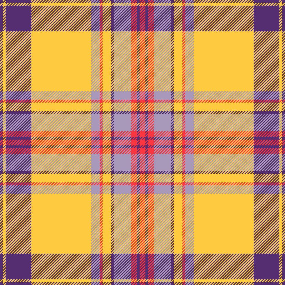 Vintage tartan pattern fabric, layer texture plaid check. Room background textile seamless in amber and violet colors. vector
