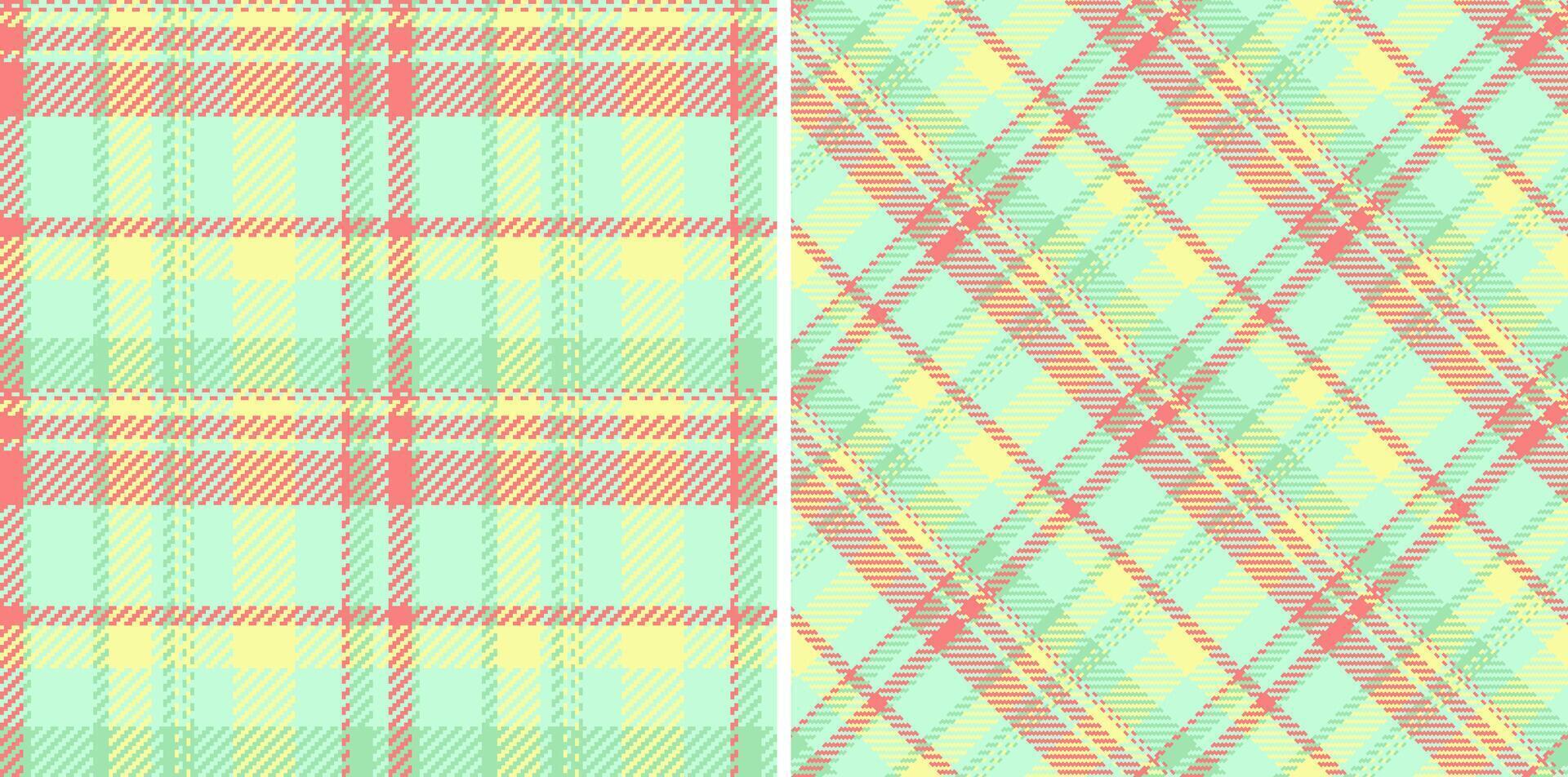 Fabric texture plaid of pattern background seamless with a check textile tartan. Set in spring colors. Trousers outfit ideas. vector