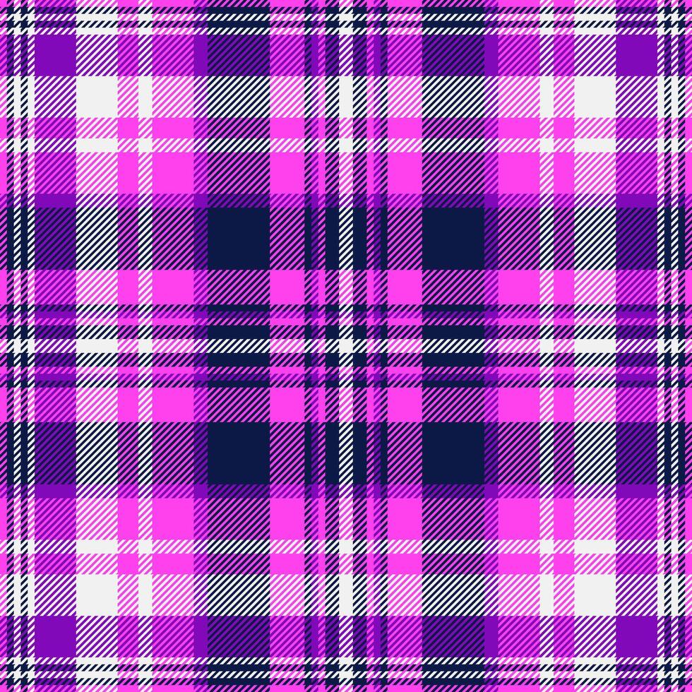 Craft seamless background pattern, picture check plaid . Unique texture tartan textile fabric in magenta and dark colors. vector