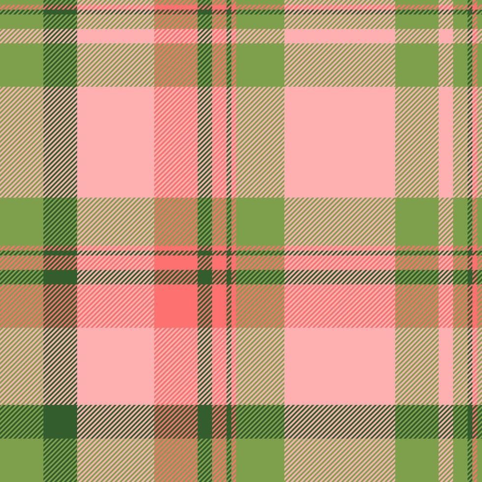 British check pattern seamless, customizable texture tartan background. Seventies textile fabric plaid in red and green colors. vector