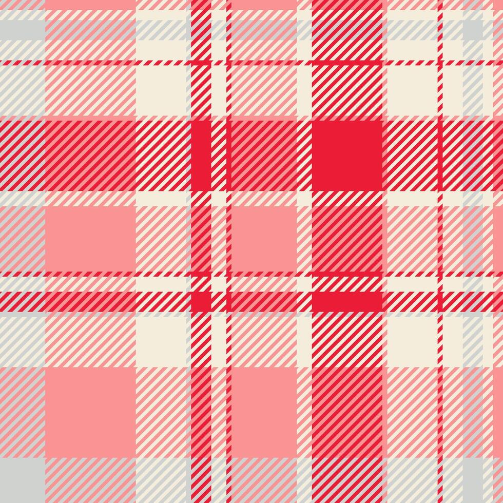 Vibrant red, pink, and gray plaid pattern. Perfect for fashion, textiles, and website backgrounds. Stylish diagonal lines create a modern yet classic feel. vector