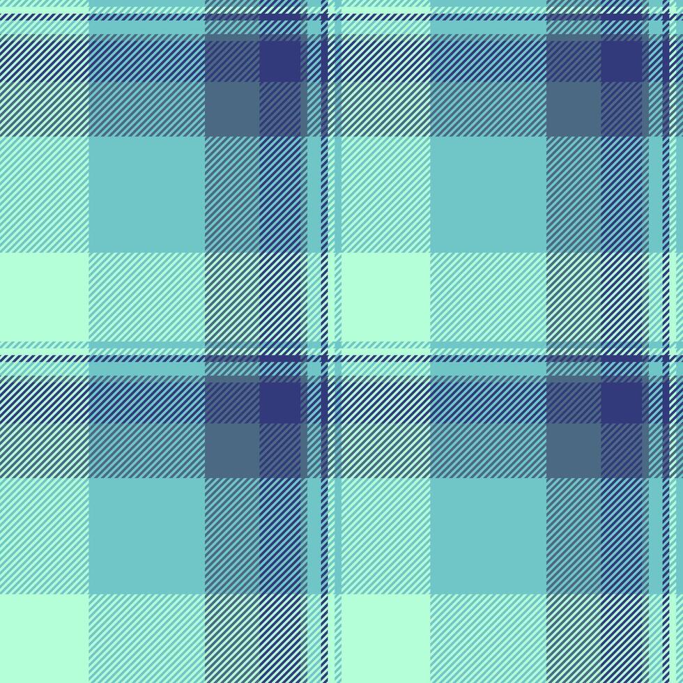 Skirt fabric pattern seamless, knot texture check textile. Fall plaid tartan background in cyan and light colors. vector