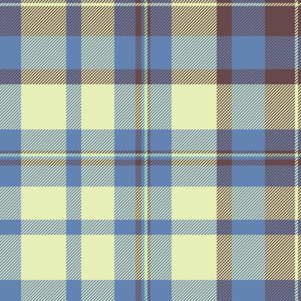 Pastel plaid pattern. Seamless textile texture in soft blue, beige, and brown tones. Perfect for fashion, home decor, or website backgrounds. Ideal for creating stylish and calming designs. vector