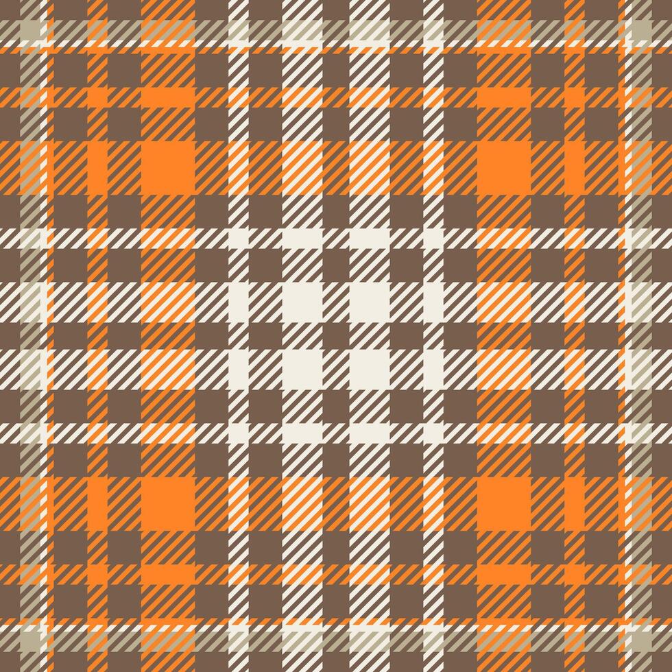 Oriental fabric seamless pattern, baby texture check textile. Vivid plaid tartan background in orange and white colors. vector