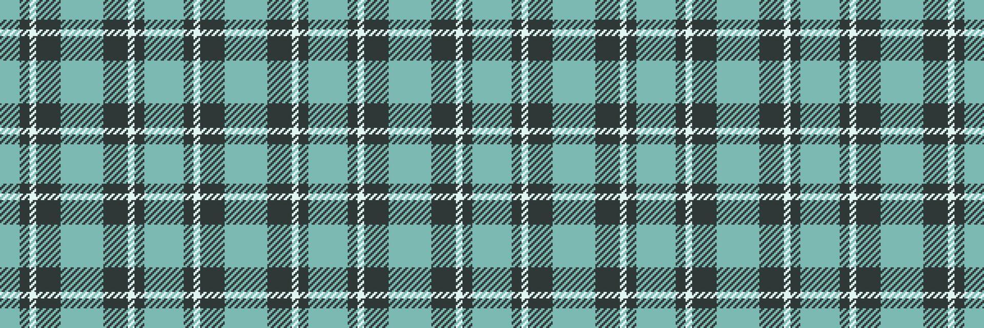 Elegant teal, black, and white plaid pattern. Perfect for textile design, website backgrounds, or fashion projects. Clean, modern aesthetic with a timeless appeal. vector
