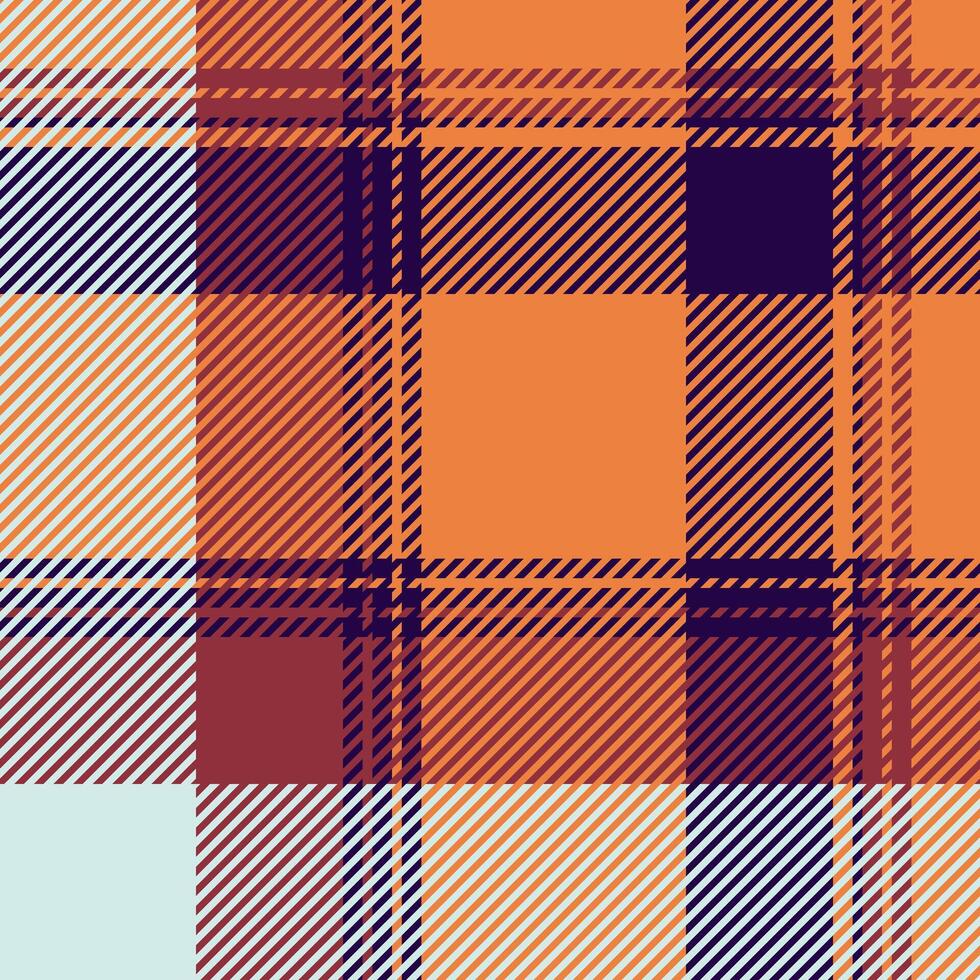 Vibrant autumnal plaid pattern in warm oranges, deep reds, and navy. Perfect for textile design, fall fashion, or seasonal branding. vector
