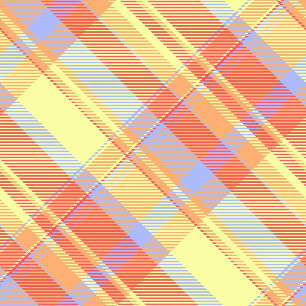 Fuzzy pattern check background, couch fabric tartan textile. Harmony plaid texture seamless in lime and orange colors. vector