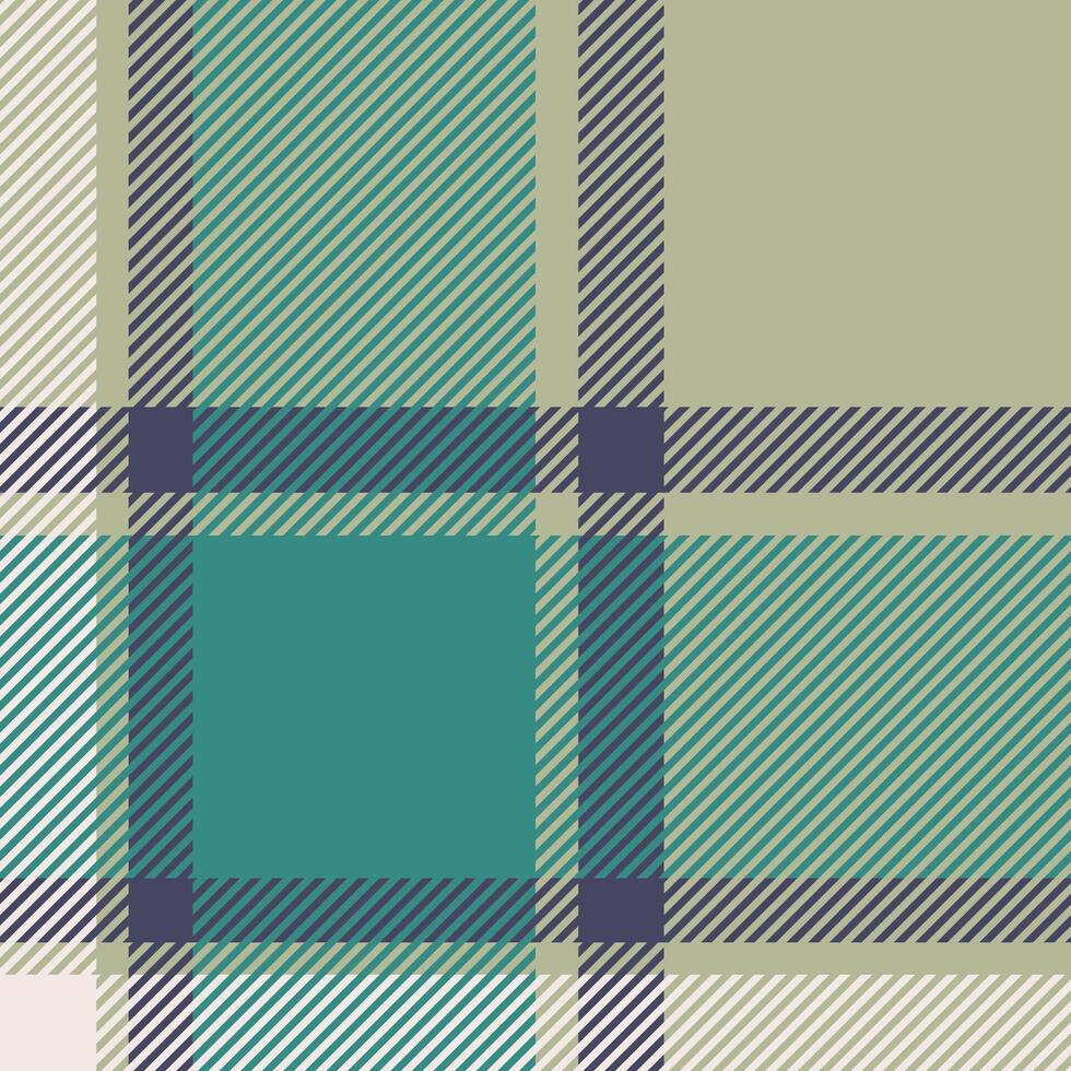 Elegant teal, beige, and gray plaid pattern. Perfect for textile design, website backgrounds, or fashion projects. vector