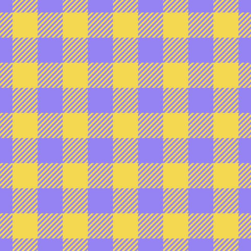 Vibrant yellow and purple gingham pattern. Perfect for textile design, fashion, or website backgrounds. This cheerful, retroinspired check evokes feelings of warmth and playfulness. vector