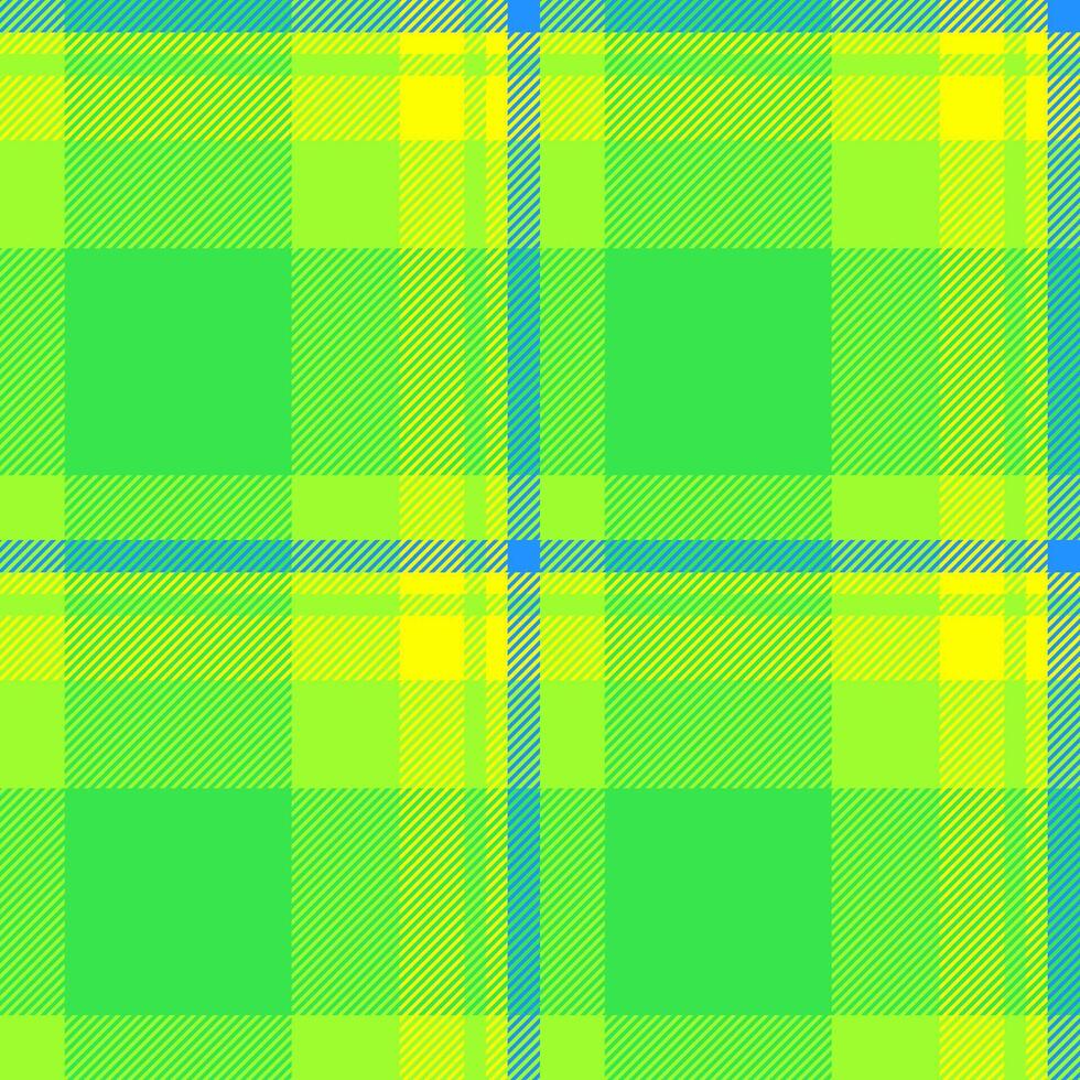 Sheet texture check textile, wide fabric pattern background. Retail plaid seamless tartan in green and yellow colors. vector