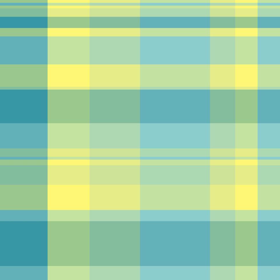 Soft pastel plaid pattern in teal, yellow, and green hues. Ideal for backgrounds, textiles, websites, and branding. Creates a calming and modern aesthetic. Perfect for spring or summer projects. vector