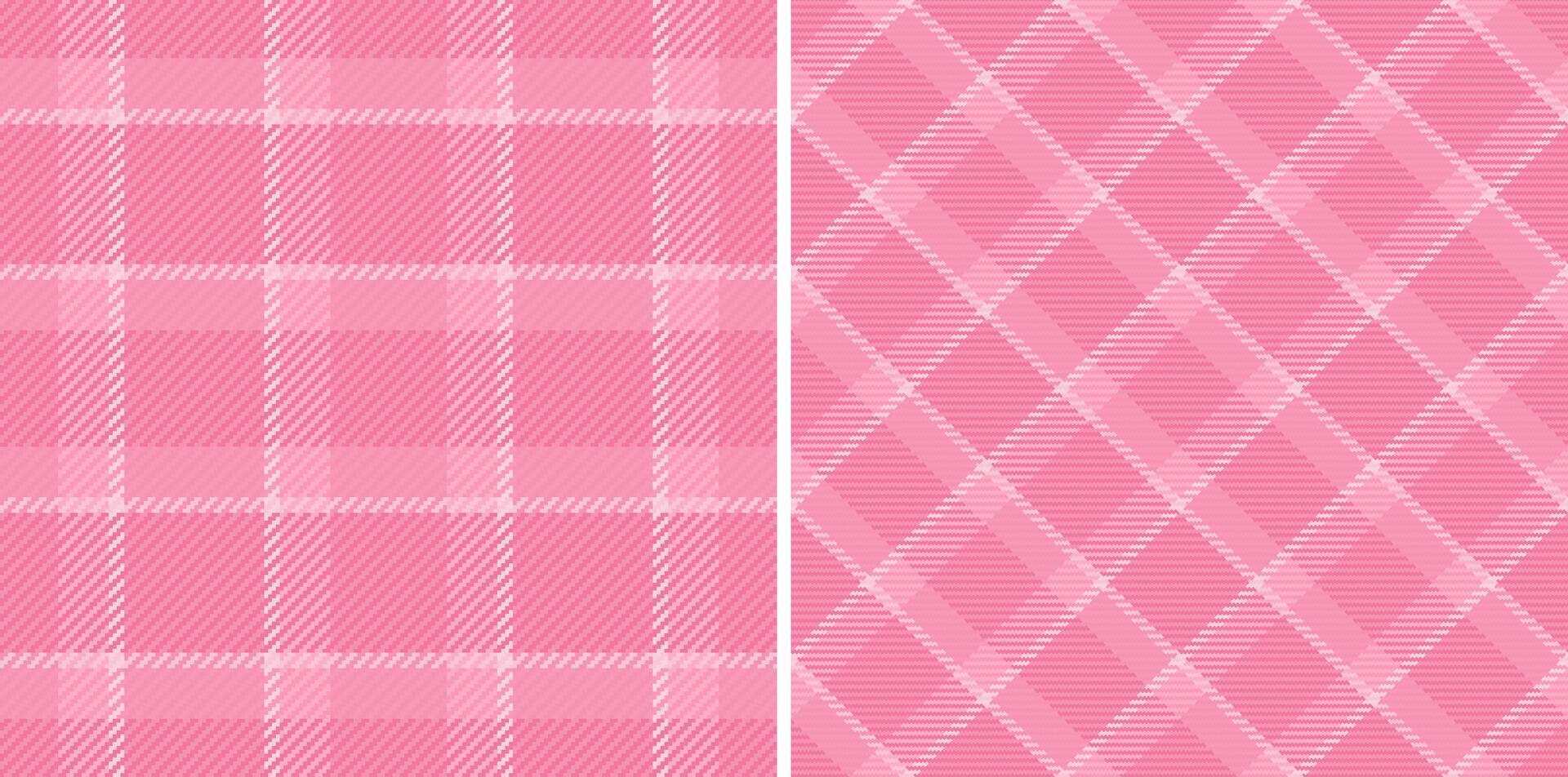 Two chic pink plaid patterns, perfect for textile design, backgrounds, or digital scrapbooking. Subtle textures and a soft color palette create a versatile and elegant feel. vector