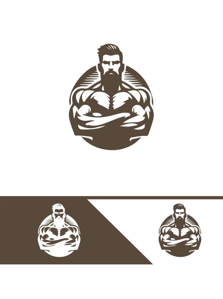 Power Frame Muscular Man logo vector
