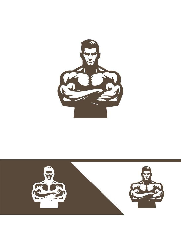 Iron Hercules Muscular Man logo vector