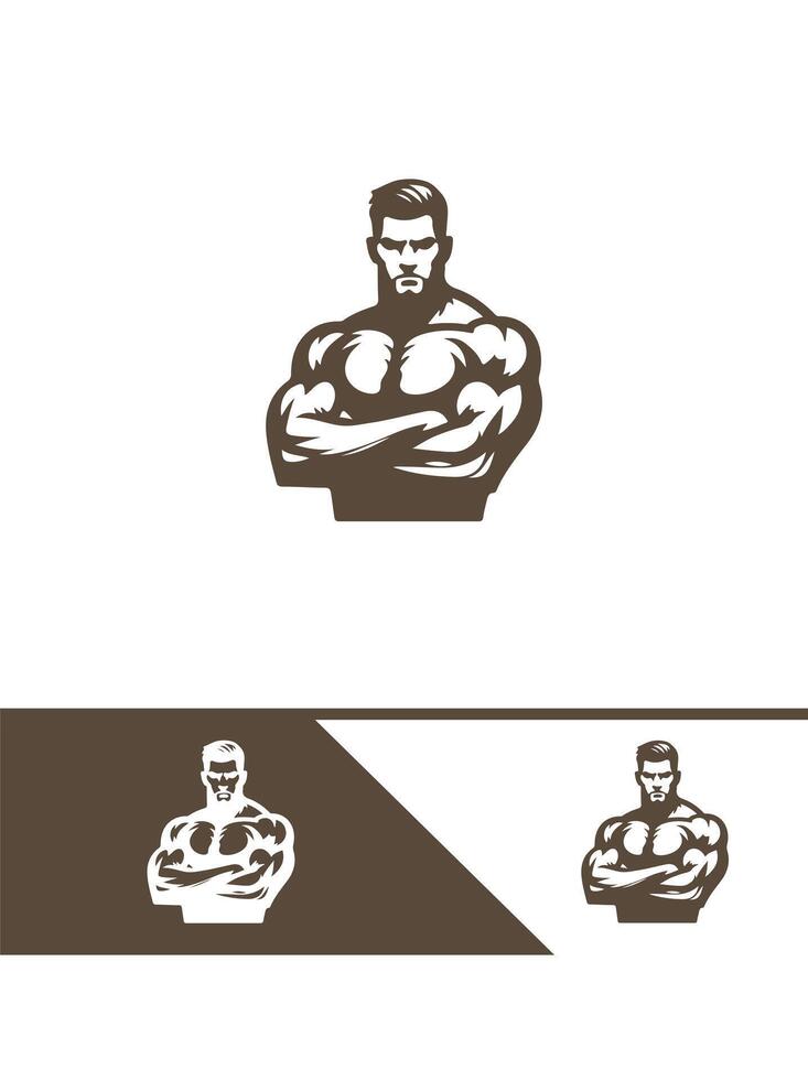Iron Titan Muscular Man logo vector
