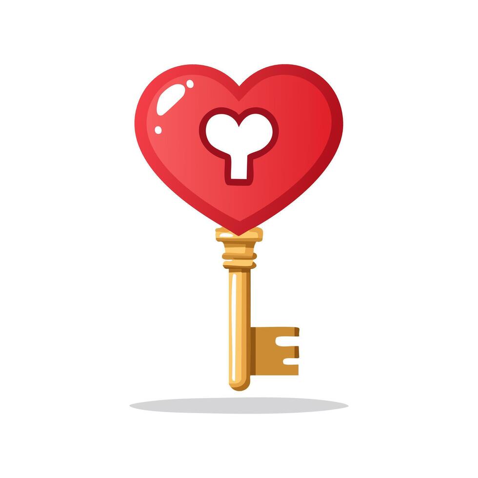 Heart shaped key vector