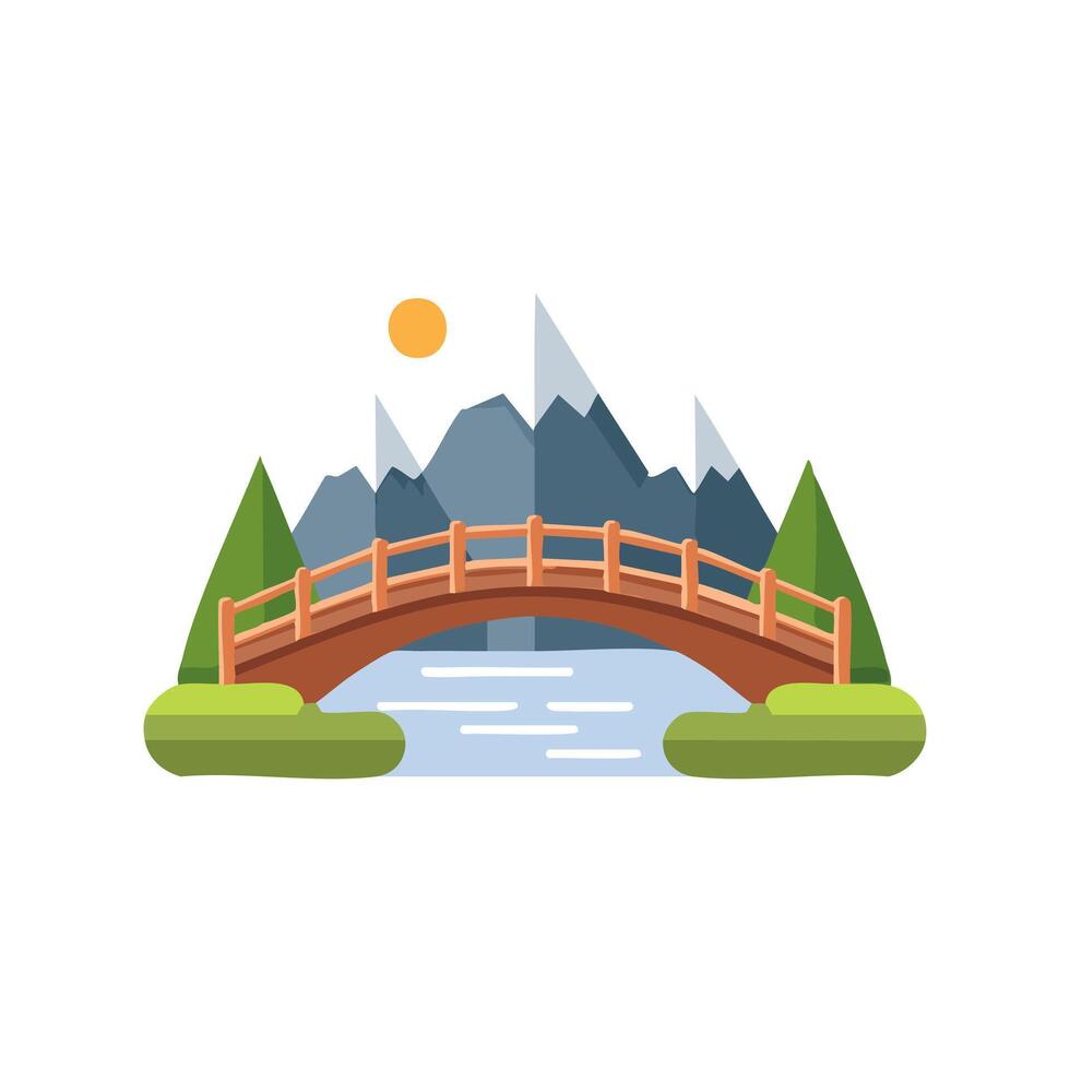 Illustration Mountain bridge vector
