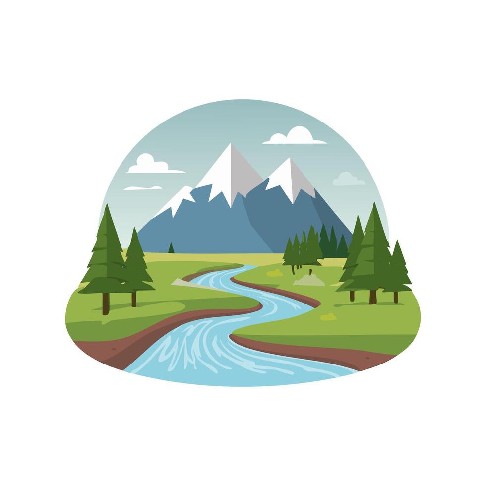 Illustration Mountain creek vector
