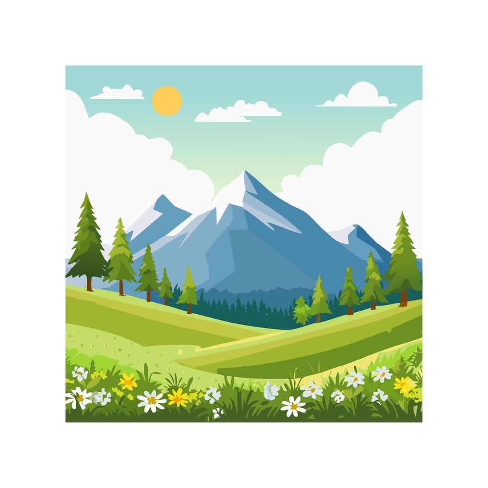 Illustration Mountain meadow vector