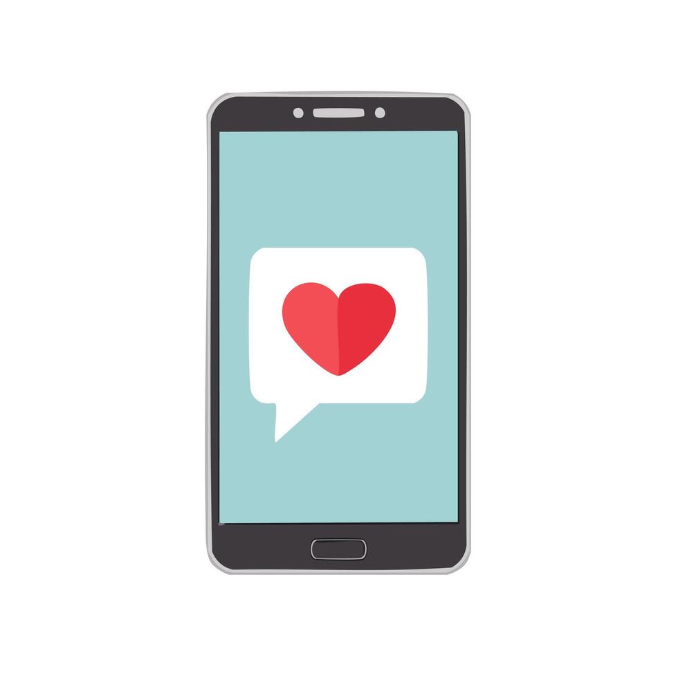 phone with heart message vector
