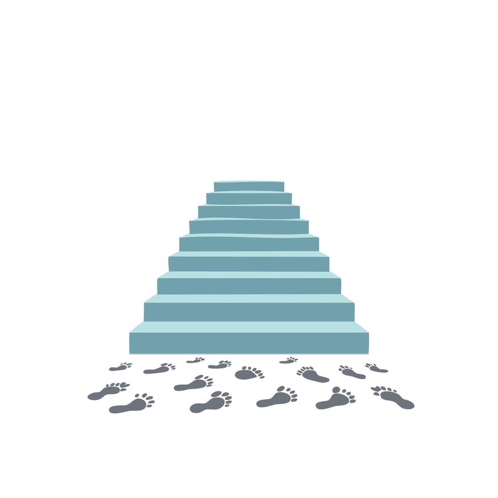 A staircase with footprints vector