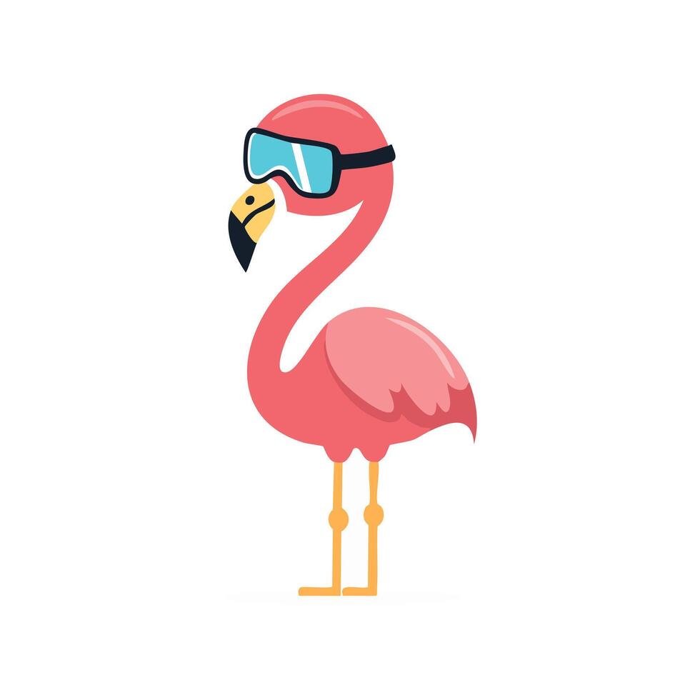 Flamingo with Goggles vector