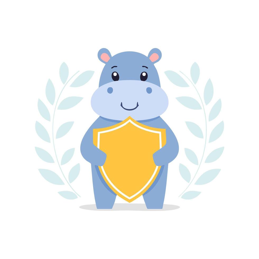 Hippopotamus with Shield vector