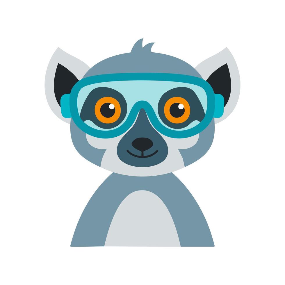 Cute Lemur with Goggles vector