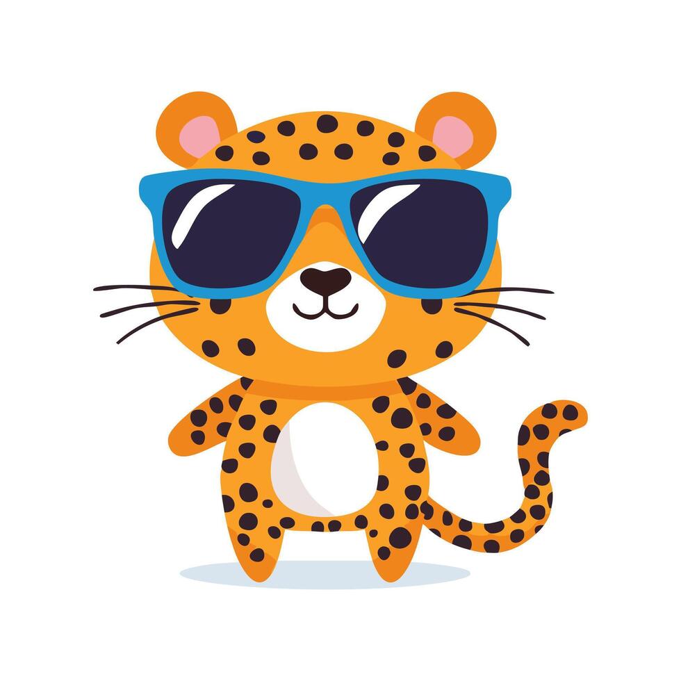 Cute Leopard with Sunglasses vector