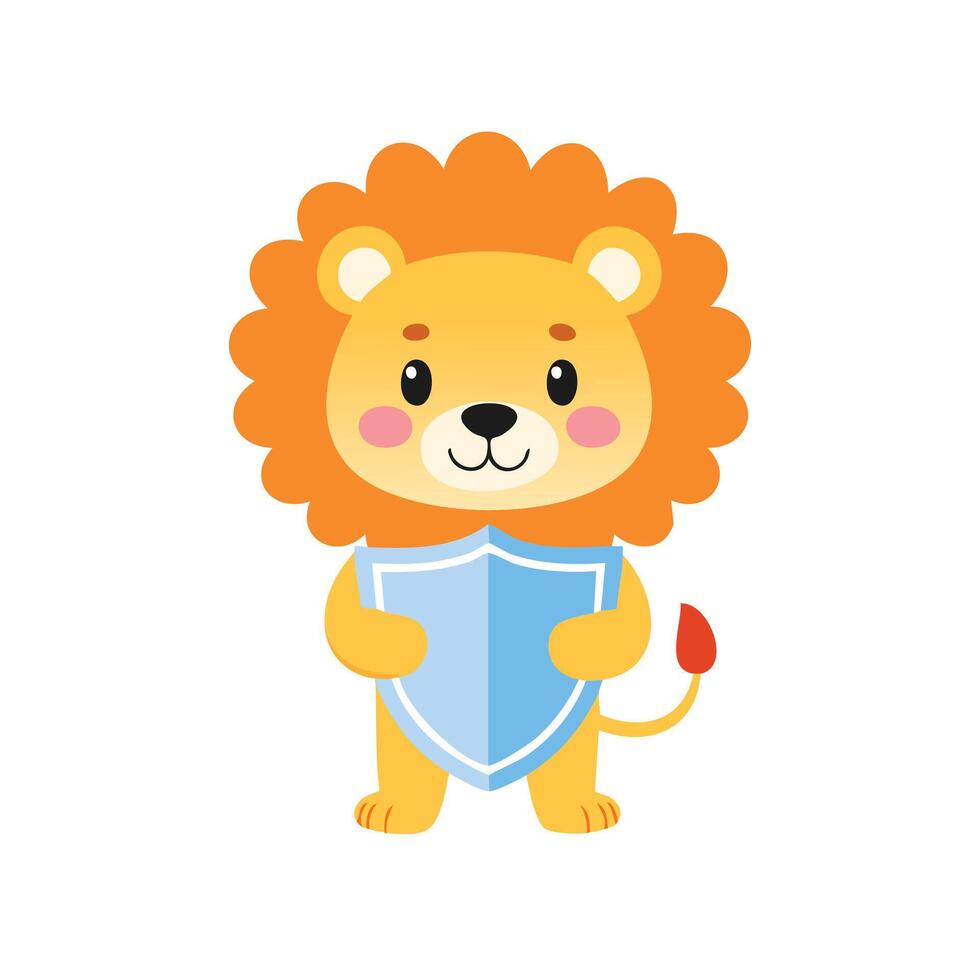 Cute Lion with Shield vector
