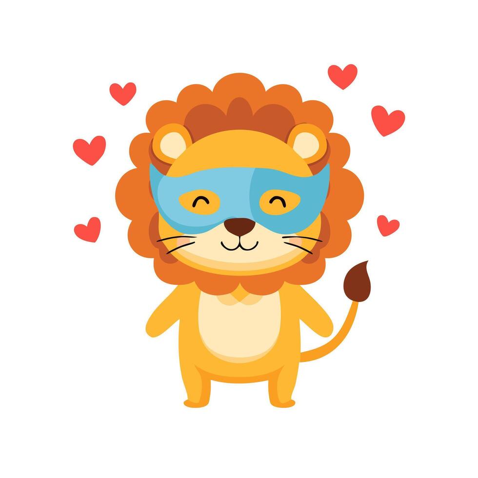 Cute Lion with Theater Mask vector