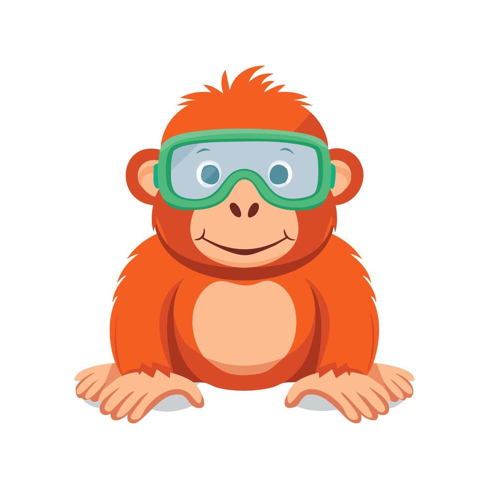 Cute Orangutan with Goggles vector