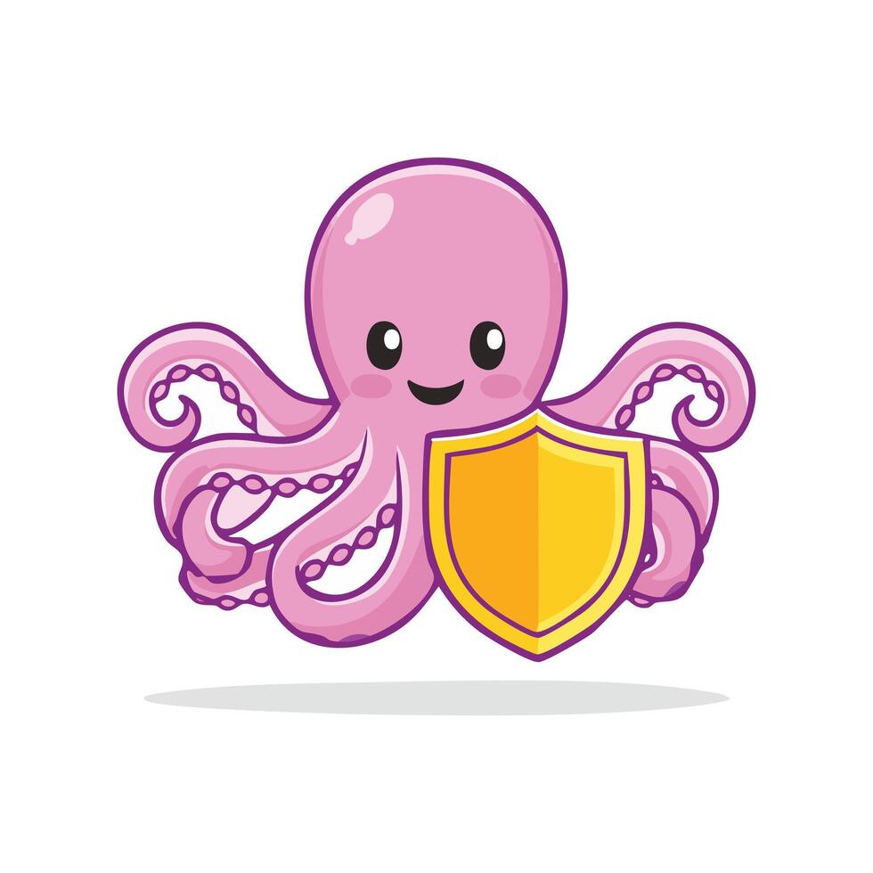 Cute Octopus with Shield vector