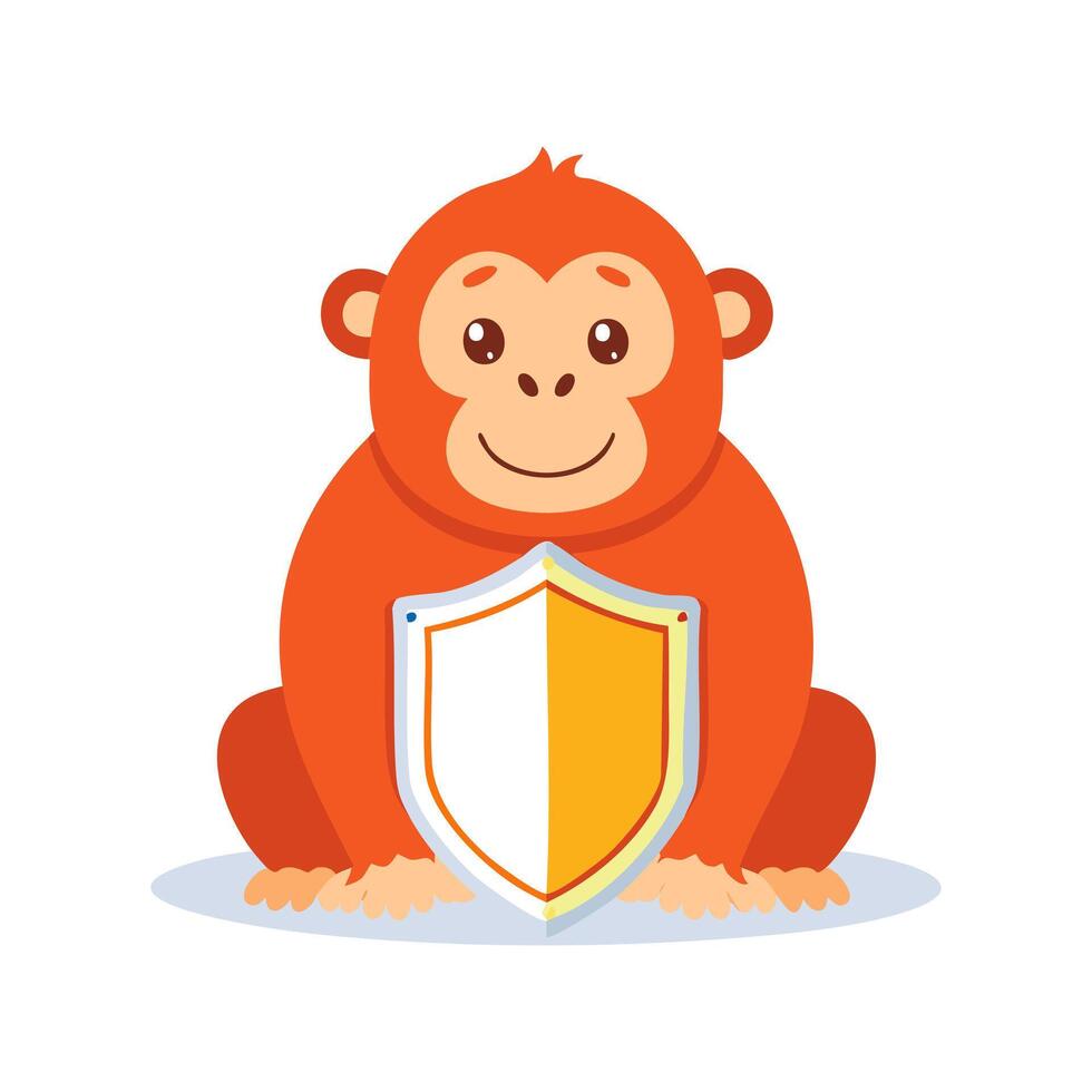 Cute Orangutan with Shield vector