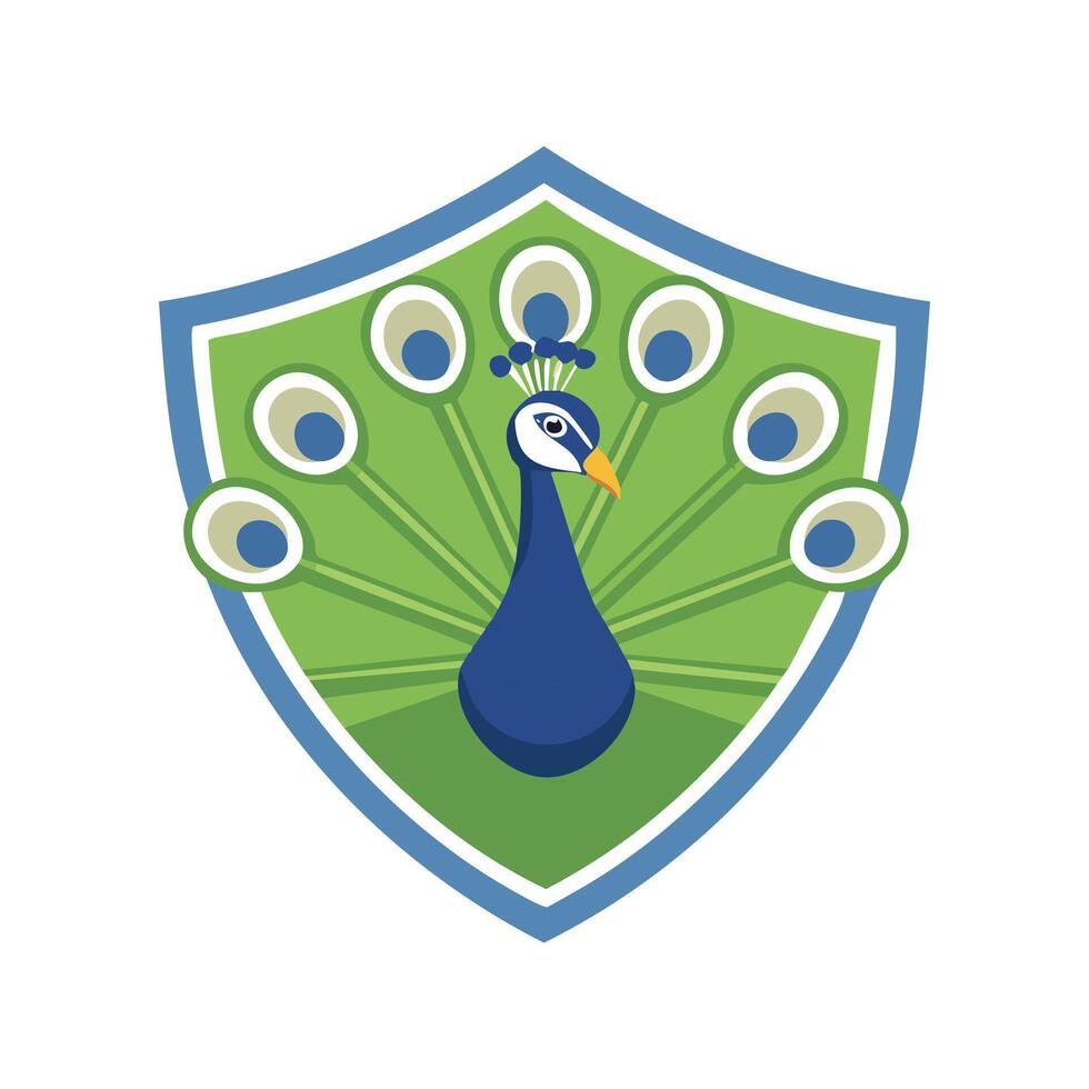 Cute Peacock with Shield vector