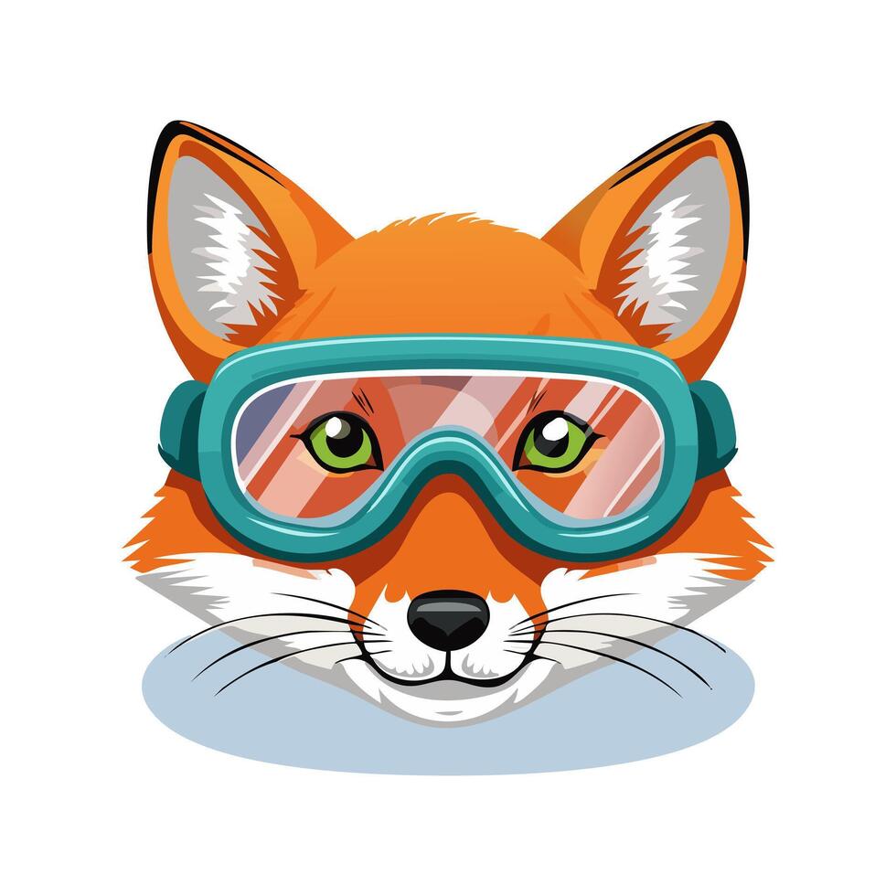 Cute Red Fox with Goggles vector
