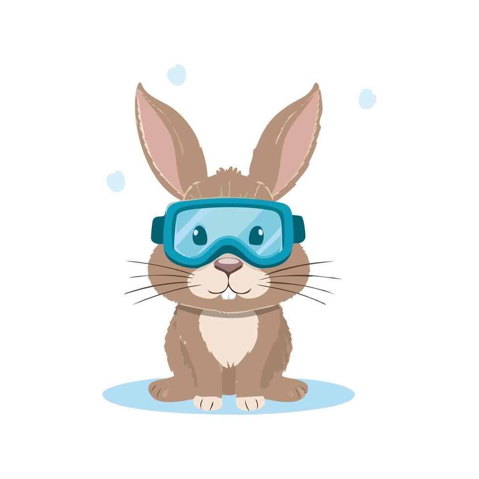 Cute Rabbit with Goggles vector